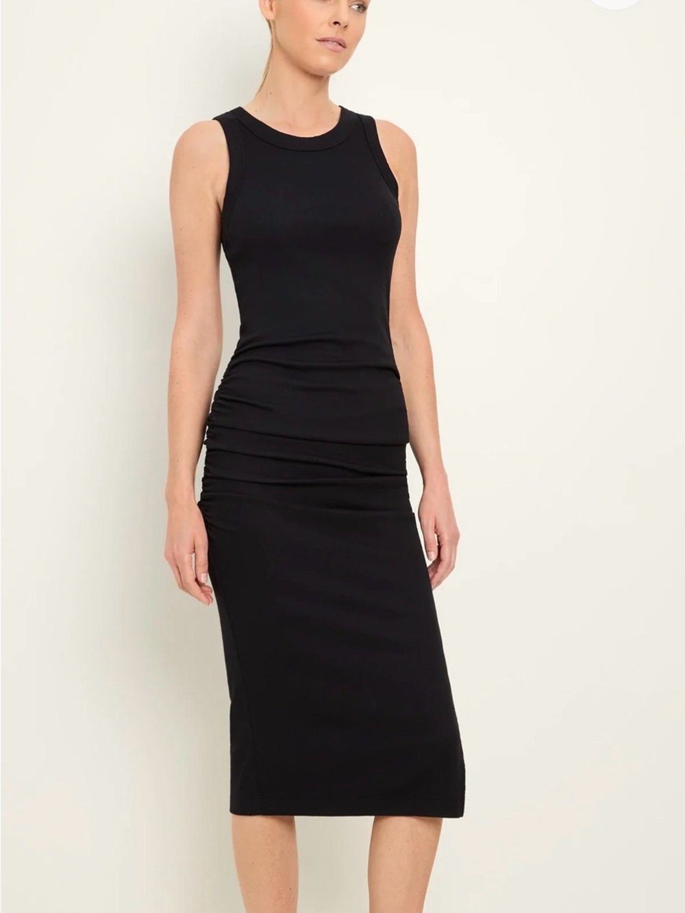 Michael Stars Sleeveless ribbed Black Midi Dress
